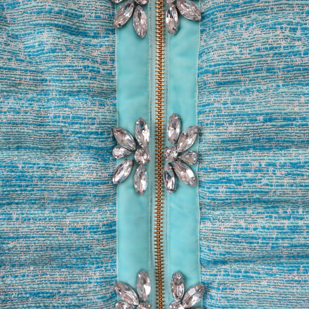 Lilly Pulitzer Noella Puffer Vest in Turquoise Oasis Resort Boucle Size S - Picture 2 of 3